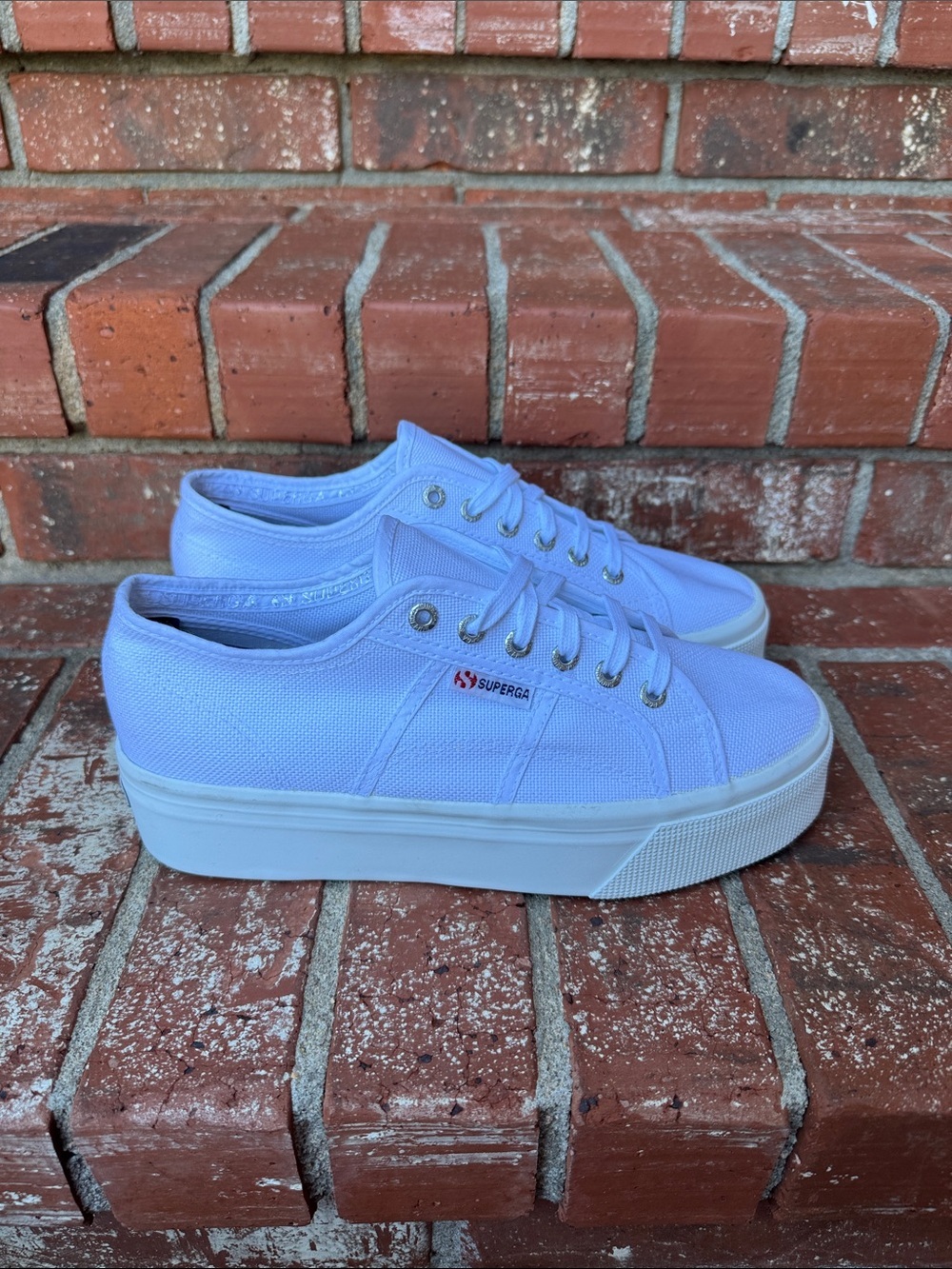Superga 2790 Linea White Canvas Platform Sneakers Size EU 41 / US Women 9.5